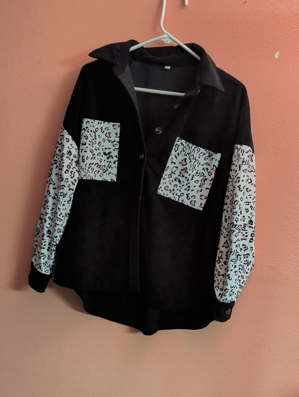 Black Jacket with Animal-Print Accents